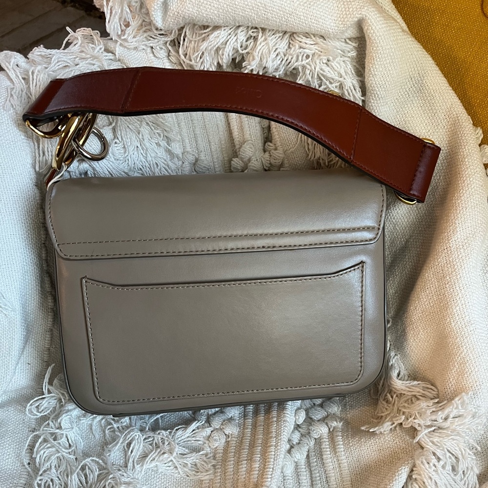 😍 Chloe “C” Small Motty Grey Leather & Suede Double Carry Crossbody Bag - Picture 5 of 12
